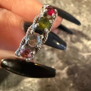 1894 14k white gold vintage ring. Stones are real